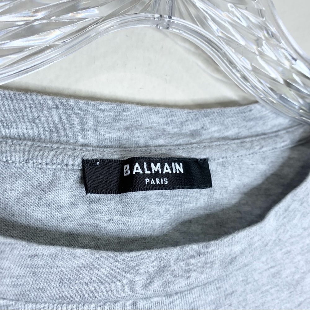 Balmain Flocked Coin Medallion Logo T-Shirt (Sz XL) Short Sleeve Tee Grey - Picture 13 of 16